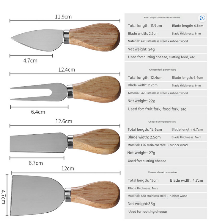 Steel Premium Wooden Cheese Board Set with Knives - Perfect for Entertaining