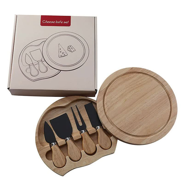 Black Premium Wooden Cheese Board Set with Knives - Perfect for Entertaining