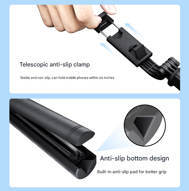 Single Light 3-in-1 Bluetooth Selfie Stick with Tripod and Remote Control - Adjustable for Smartphones