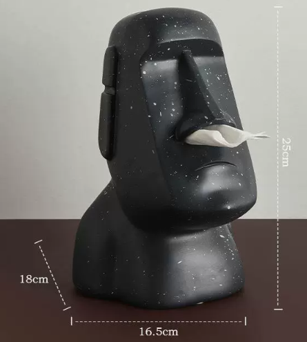 Black Creative Moai Tissue Holder - Fun and Unique Decorative Dispenser