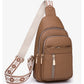 Khaki Stylish PU Leather Crossbody Sling Bag - Compact and Multi-Functional