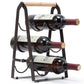 Folding Metal Wine Rack - Space-Saving 6-Bottle Storage Organizer with Wooden Handle