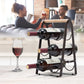 Folding Metal Wine Rack - Space-Saving 6-Bottle Storage Organizer with Wooden Handle