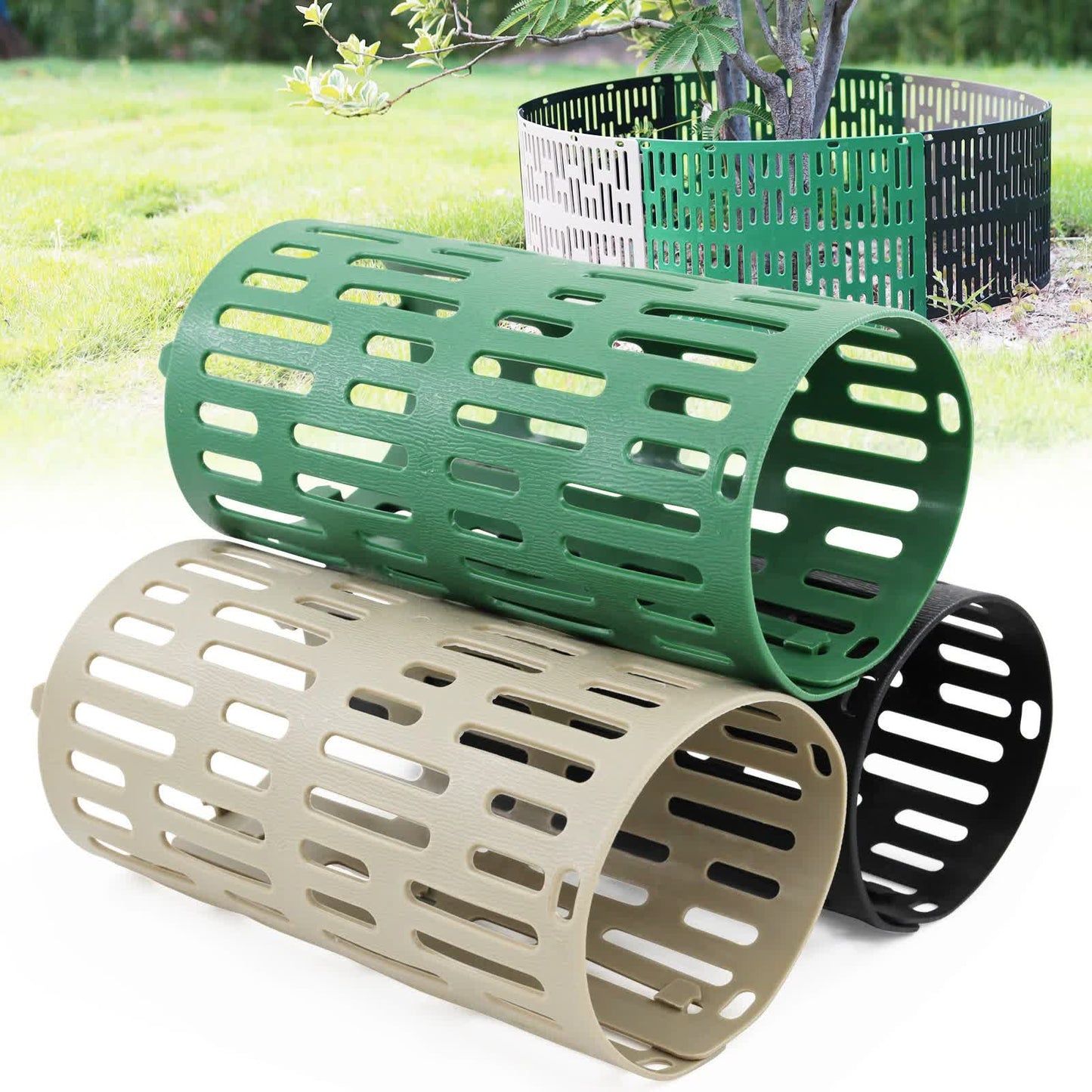 Black Tree Guard Protector Roll (6 pieces/set) - Durable Plastic Garden Barrier for Plant Protection