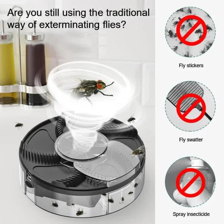 White Electric Rotating Fly Trap - 360 Degree Efficient Insect Catcher for Indoor Use