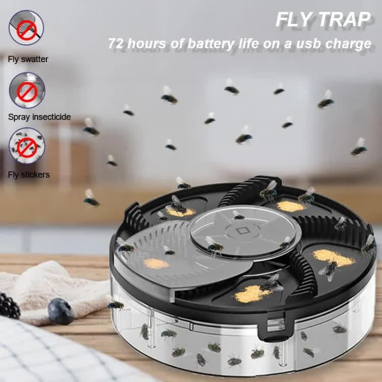 White Electric Rotating Fly Trap - 360 Degree Efficient Insect Catcher for Indoor Use