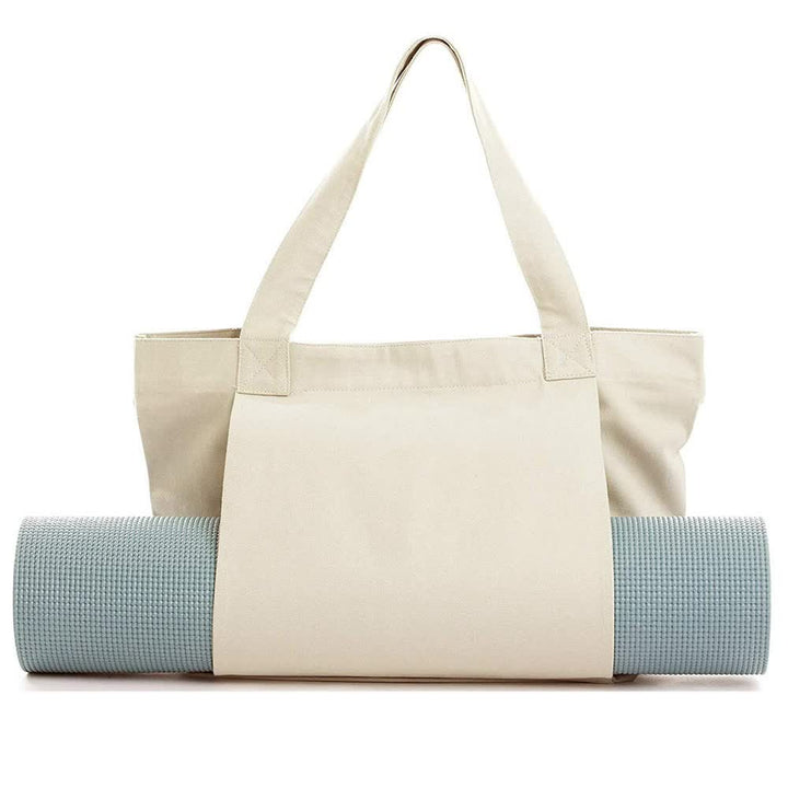 Khaki Yoga Mat Tote Bag - Multi-Purpose Gym Bag with Yoga Mat Holder