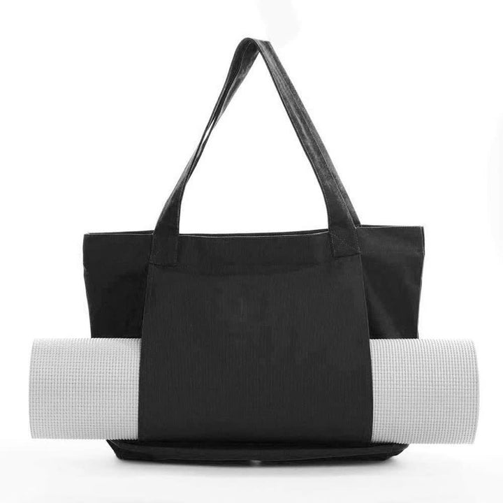 Black Yoga Mat Tote Bag - Multi-Purpose Gym Bag with Yoga Mat Holder