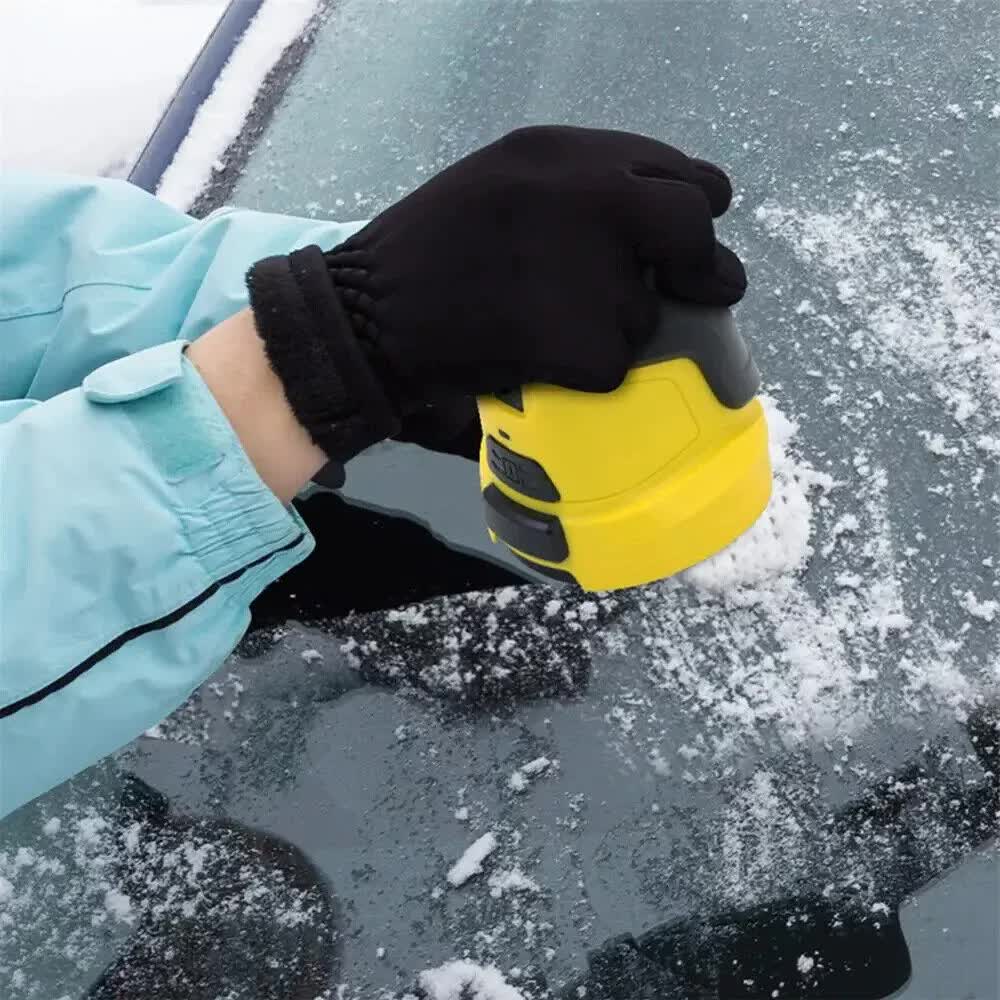 Black Rechargeable Electric Ice Scraper - Handheld Windshield Defroster