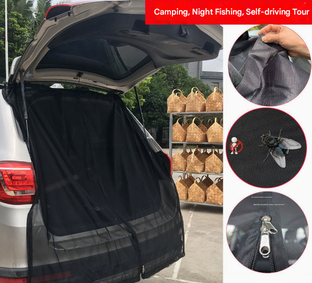 S Magnetic Car Tailgate Mosquito Net - Camping and Outdoor Bug Screen