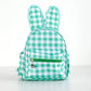 Green Kids Bunny Ear Gingham Backpack - Cute Mini Bag for Girls