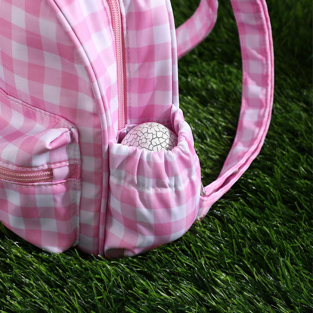 Purple Kids Bunny Ear Gingham Backpack - Cute Mini Bag for Girls