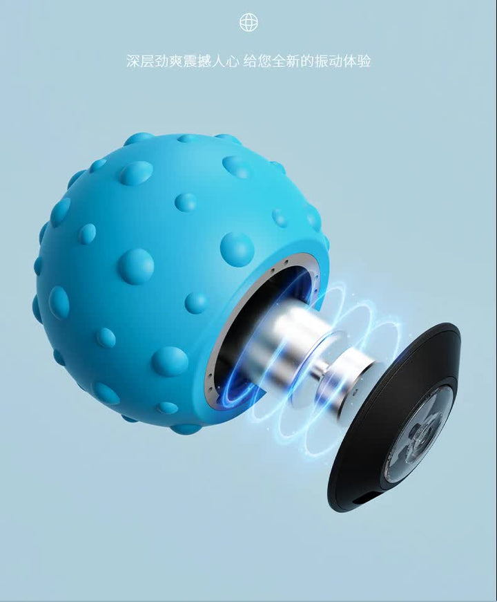 Blue Rechargeable Electric Massage Ball - Vibrating Full-Body Muscle Relaxation Tool