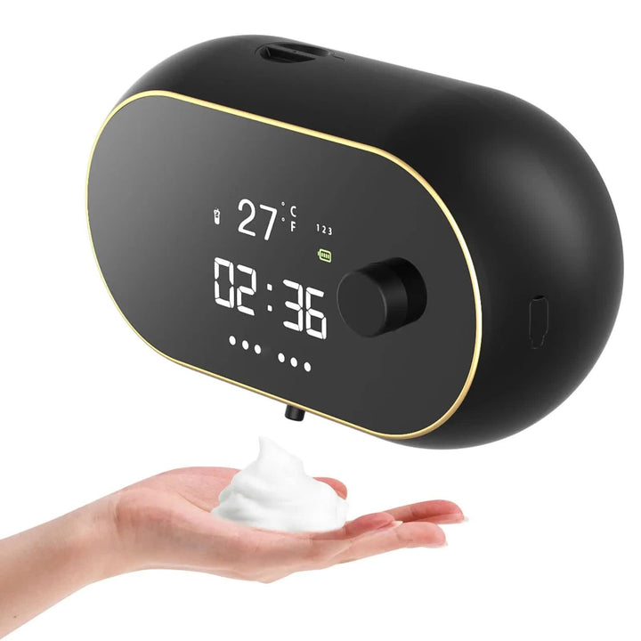 Black Wall-Mounted Automatic Foam Soap Dispenser with LED Display