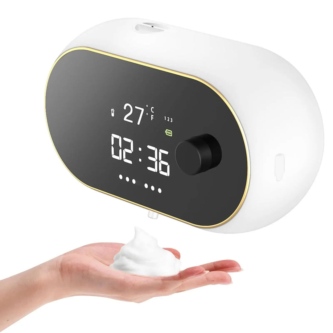 White Wall-Mounted Automatic Foam Soap Dispenser with LED Display