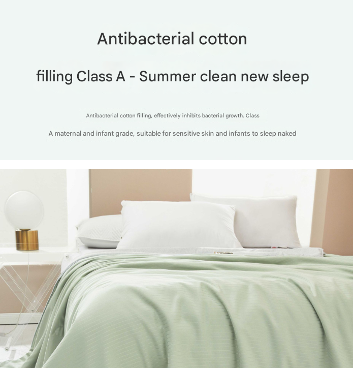 Beige Breathable Cotton Summer Quilt - Lightweight Cooling Blanket for Air-Conditioned Rooms