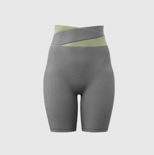 XXXL Grey Color-Block High-Waist Yoga Shorts - Seamless Scrunch Butt Anti-Chafing Workout Shorts