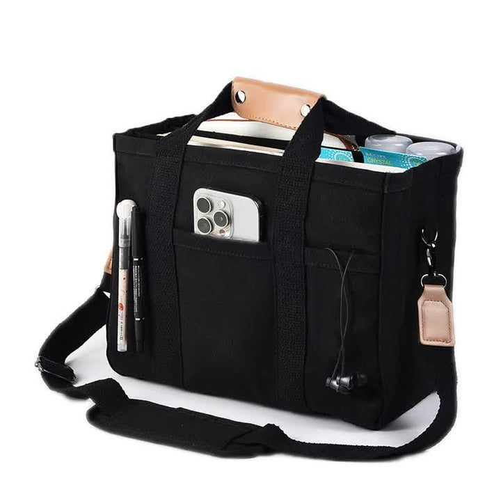 Black Large Capacity Multi-Compartment Tote Bag - Stylish and Versatile for Women, Ideal for Organizing Essentials or as a Mommy Bag(Photography props not included)