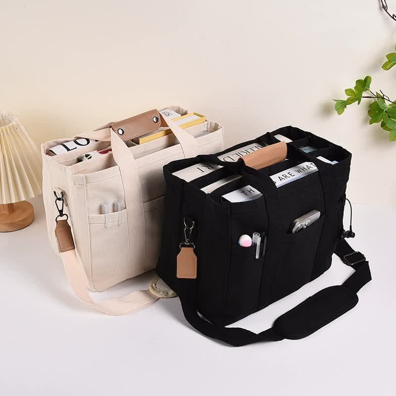 Black Large Capacity Multi-Compartment Tote Bag - Stylish and Versatile for Women, Ideal for Organizing Essentials or as a Mommy Bag(Photography props not included)