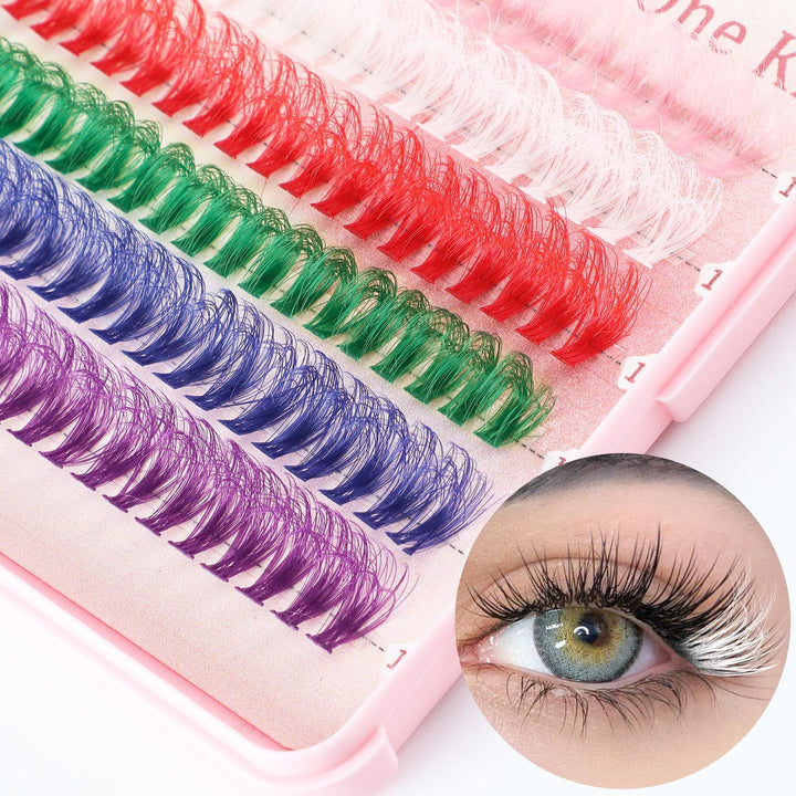 392 Eyelashes Set DIY Lash Clusters Kit - High-Capacity 4 Styles with Black and Colorful Lashes