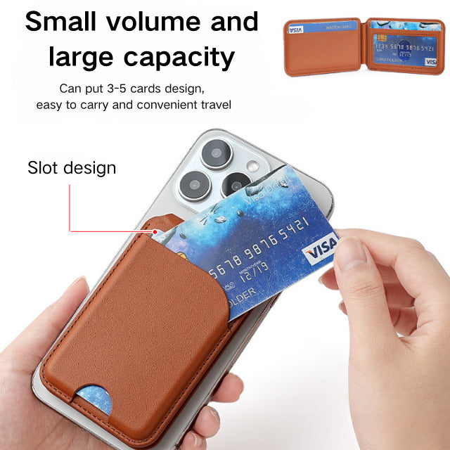 Black MagSafe Magnetic Wallet with Stand - PU Leather Card Holder for iPhone