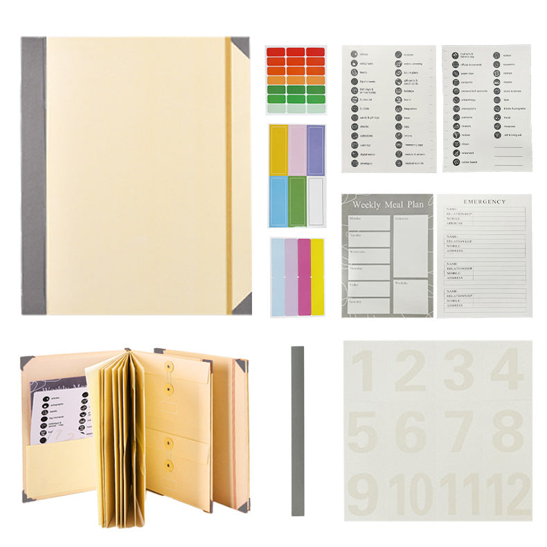 Yellow Accordion File Binder with 12 Envelopes - Durable Document Organizer