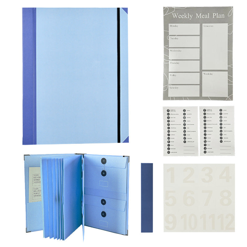 (Thick Version)Blue Accordion File Binder with 12 Envelopes - Durable Document Organizer