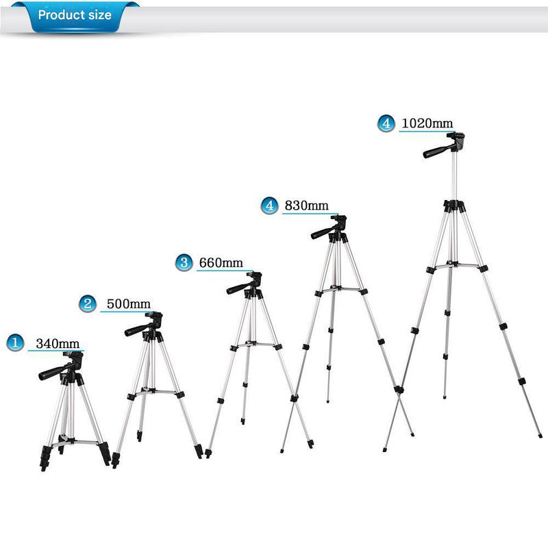 Black Aluminum Alloy Camera and Phone Tripod - Adjustable Lightweight Stand(Tripod + Small Live Broadcast Clip)