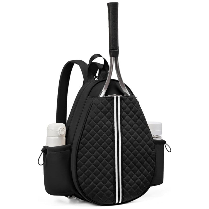 Black Lightweight Waterproof Tennis Racket Backpack - Multifunction Sling and Backpack for Men and Women(The water cup racket is a shooting prop and is not included)