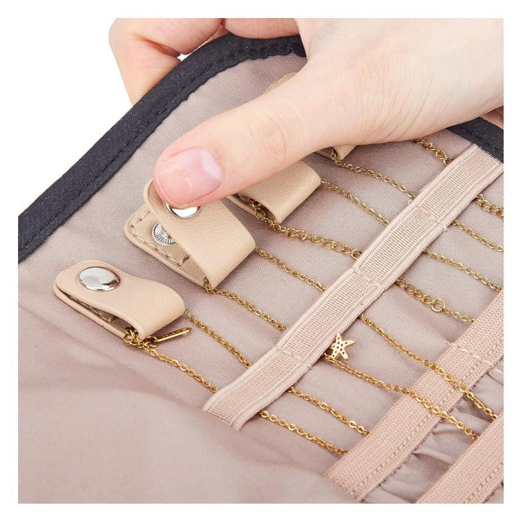 Pink Portable Travel Jewelry Organizer Roll - Foldable Jewelry Storage Pouch for Earrings, Rings, and Necklaces(Jewellery is a shooting prop and is not included)