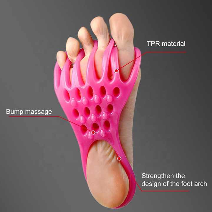 2 Pairs Pink Toe Separator and Foot Stretching Band - Arch Support, Bunion Corrector, and Foot Massage Tool