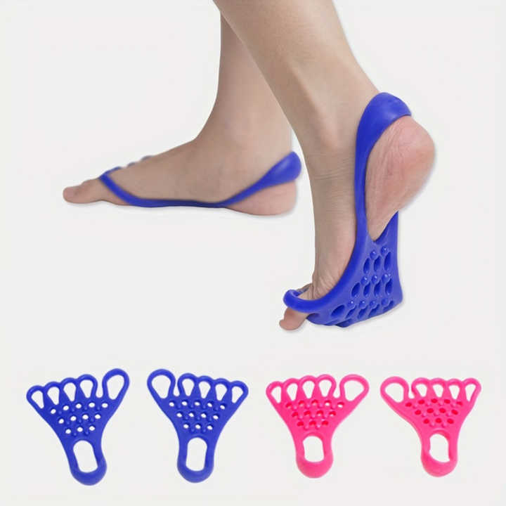 2 Pairs Blue Toe Separator and Foot Stretching Band - Arch Support, Bunion Corrector, and Foot Massage Tool