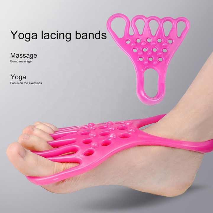 2 Pairs Blue Toe Separator and Foot Stretching Band - Arch Support, Bunion Corrector, and Foot Massage Tool