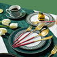 Green And Gold Patchwork Colours 410 Stainless Steel 16-Piece Flatware Set – Elegant Dinnerware with Knife, Fork, Spoon for 4 People