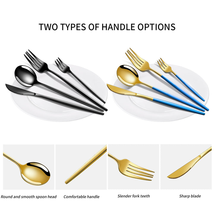 White And Gold Patchwork Colours 410 Stainless Steel 16-Piece Flatware Set - Elegant Dinnerware with Knife, Fork, Spoon for 4 People