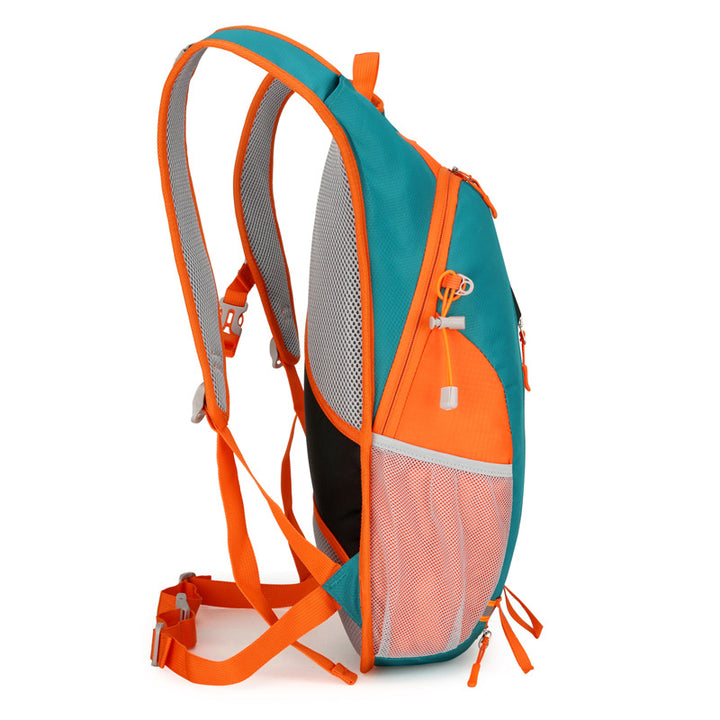 Lake Blue and Orange Patchwork Style Lightweight Outdoor Cycling Backpack - Durable and Water-Resistant Oxford Fabric, Large Capacity Sports Hiking Bag, Unisex Design