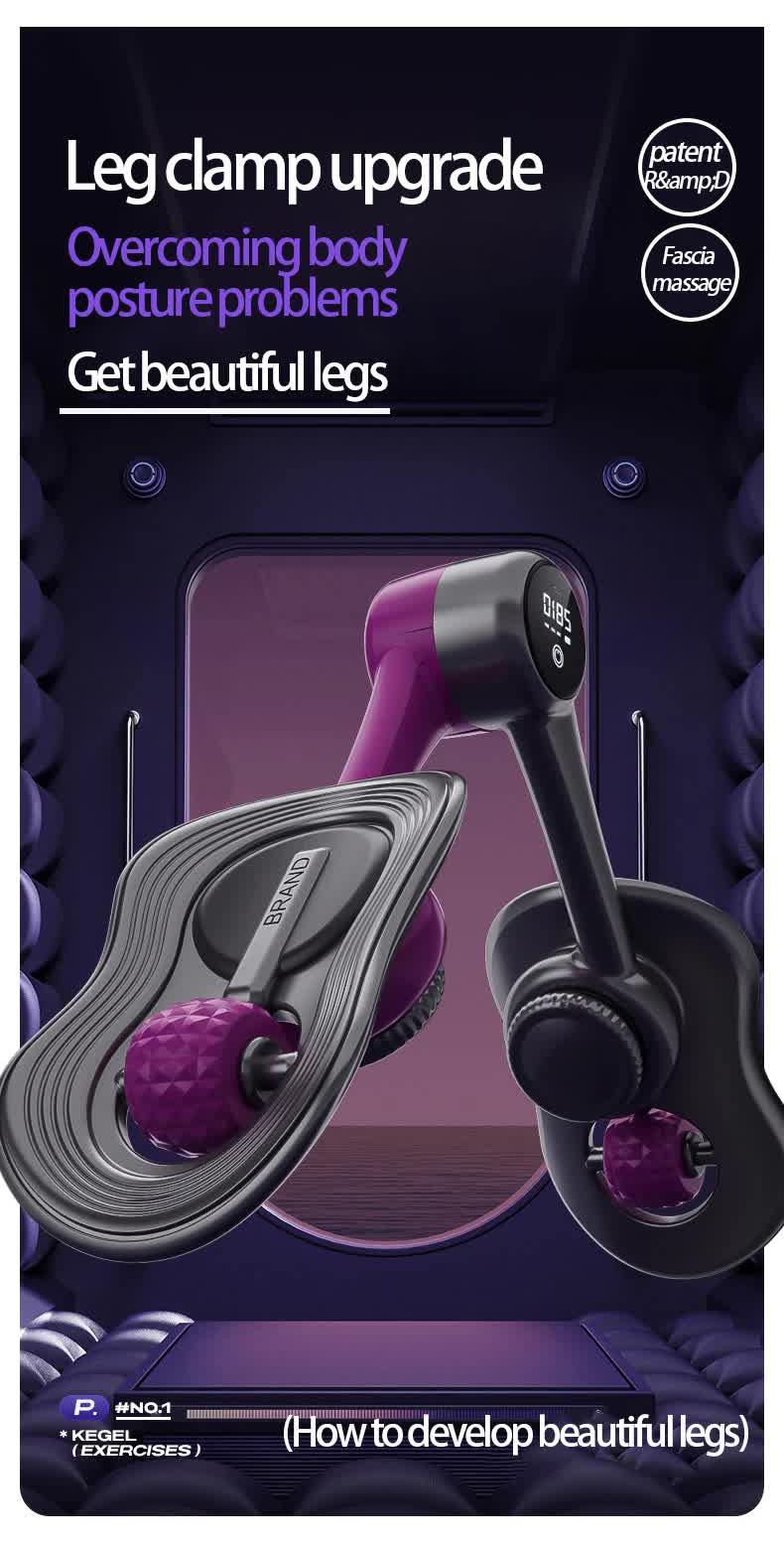 Dark Purple Multi-Function Pelvic Floor Muscle Trainer | LCD Display | Postpartum Recovery Thigh Trimmer | 360° Rotatable Leg Fitness Tool