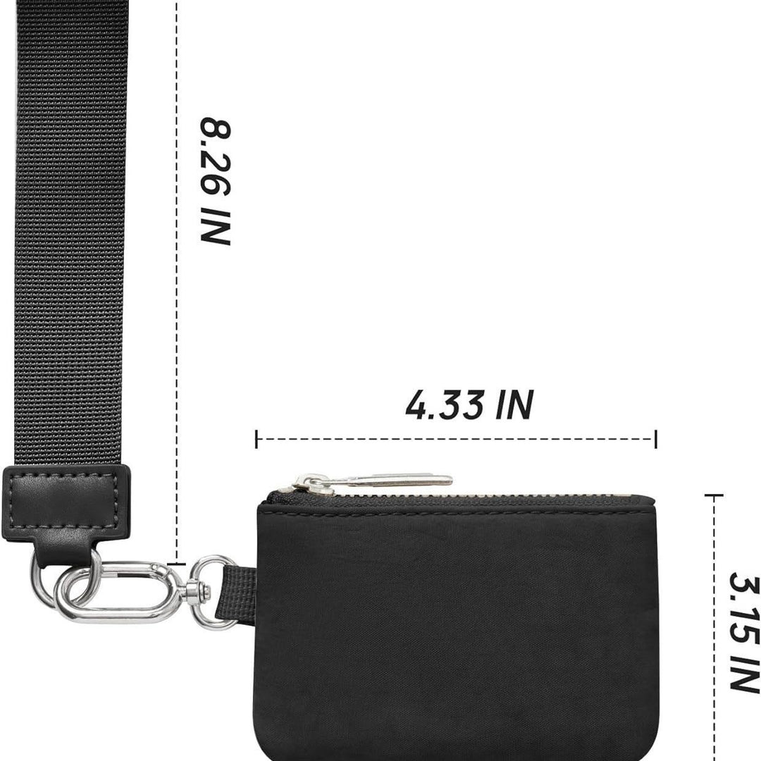 Black Portable Ladies Wrist Bag - Mini Wallet for Cards, Coins, and Keys, Lightweight and Stylish Organizer, Perfect for Daily Use