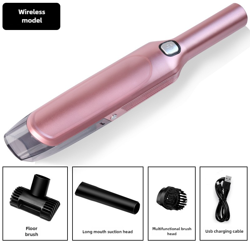 Pink Wireless Handheld Car Vacuum Cleaner - 8000Pa Suction, USB Rechargeable, Wet & Dry Use, Lightweight with Washable Filter, 40-Minute Runtime, Multi-Functional Brush Attachments