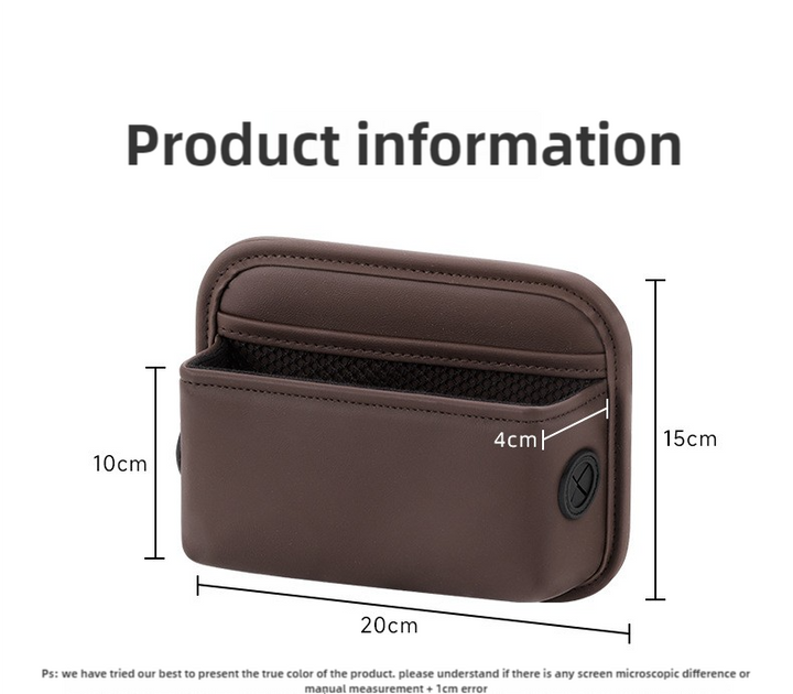 Black PU Leather Car Storage Organizer with Dual Charging Holes and Inner Mesh Pocket, Multi-functional Door Handle Hanging Bag for Phones and Accessories, Lightweight and Durable