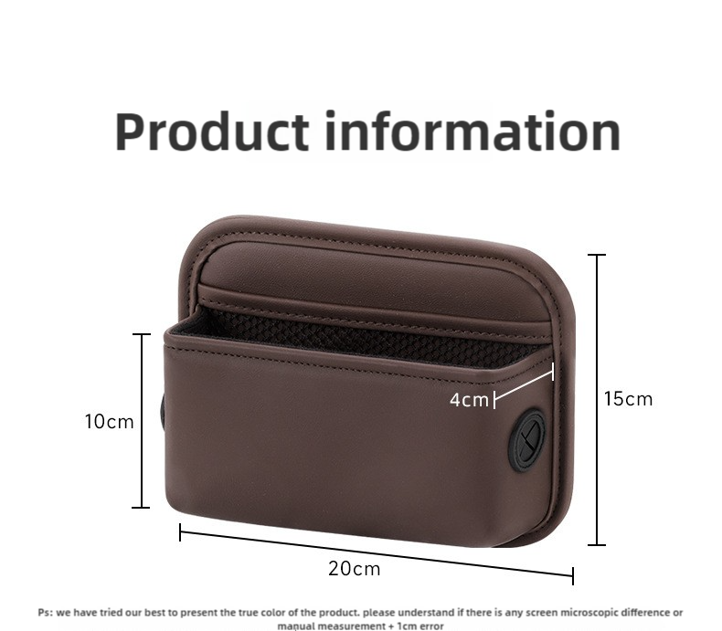 Brown PU Leather Car Storage Organizer with Dual Charging Holes and Inner Mesh Pocket, Multi-functional Door Handle Hanging Bag for Phones and Accessories, Lightweight and Durable