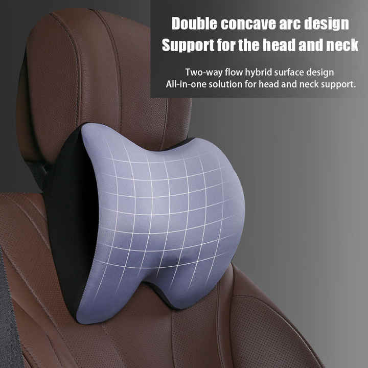 Coffee Memory Foam Car Seat Neck and Lumbar Support Set - Ergonomic Cushion for Office, Home, and Driving