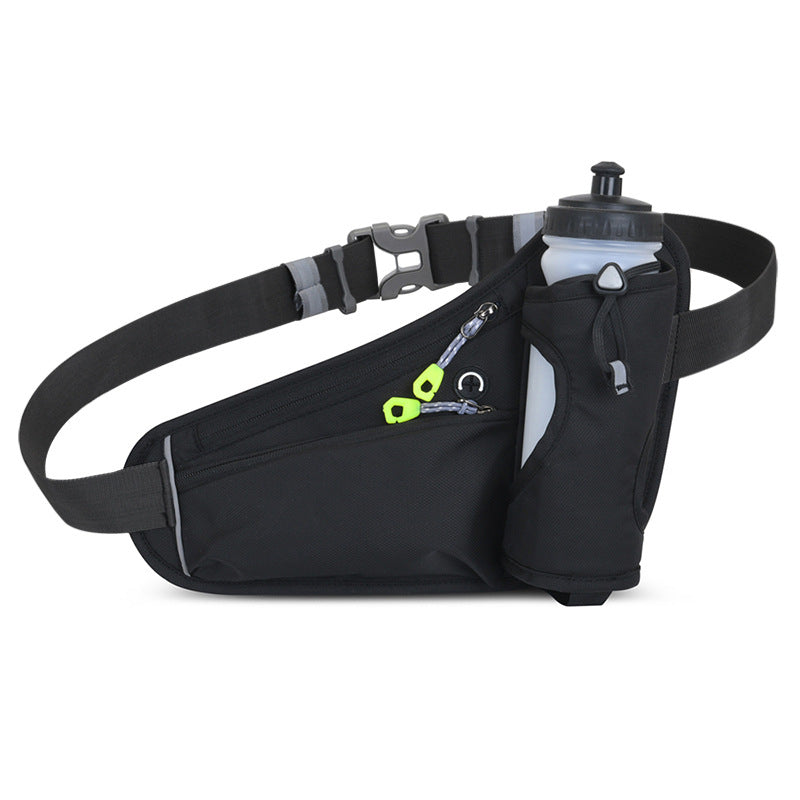 Black Hydration Running Waist Pack – Waterproof Lightweight Sports Belt with Bottle Holder(Water bottles are filming props, not included)