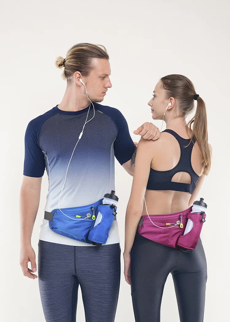 Black Hydration Running Waist Pack – Waterproof Lightweight Sports Belt with Bottle Holder(Water bottles are filming props, not included)