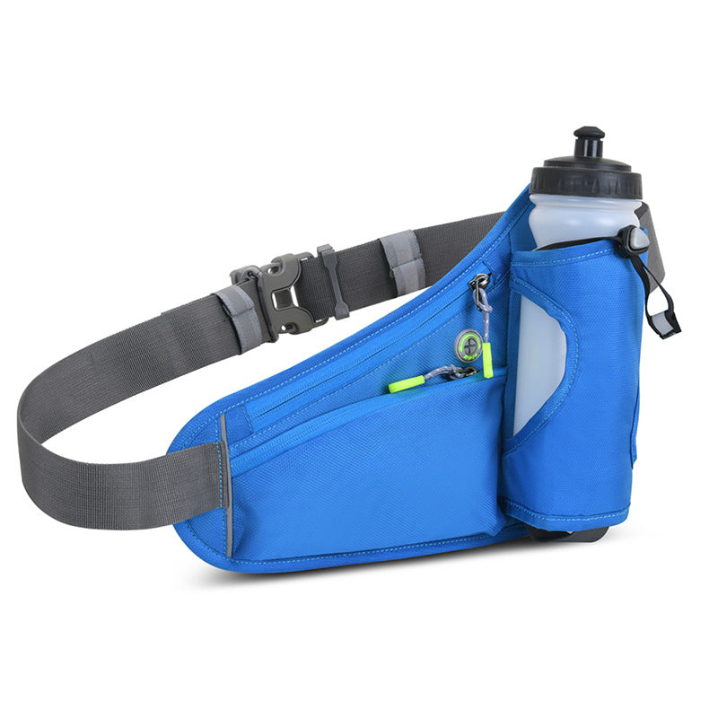 Blue Hydration Running Waist Pack - Waterproof Lightweight Sports Belt with Bottle Holder(Water bottles are filming props, not included)