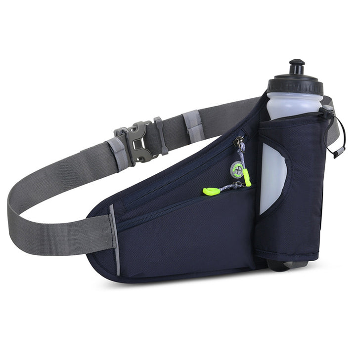 Dark Blue Hydration Running Waist Pack - Waterproof Lightweight Sports Belt with Bottle Holder(Water bottles are filming props, not included)