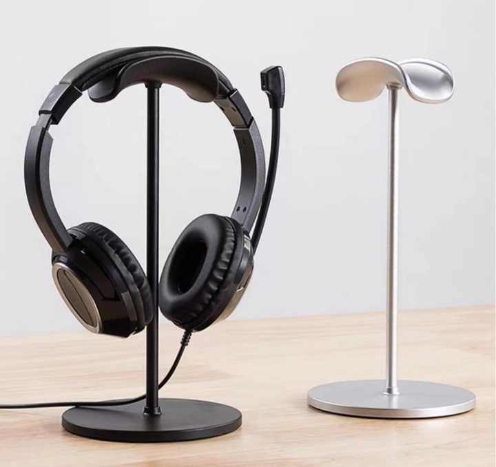 Black Universal Aluminum Headphone Stand – Durable Detachable Desktop Headset Holder