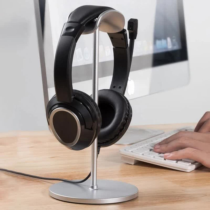 Silver Universal Aluminum Headphone Stand - Durable Detachable Desktop Headset Holder