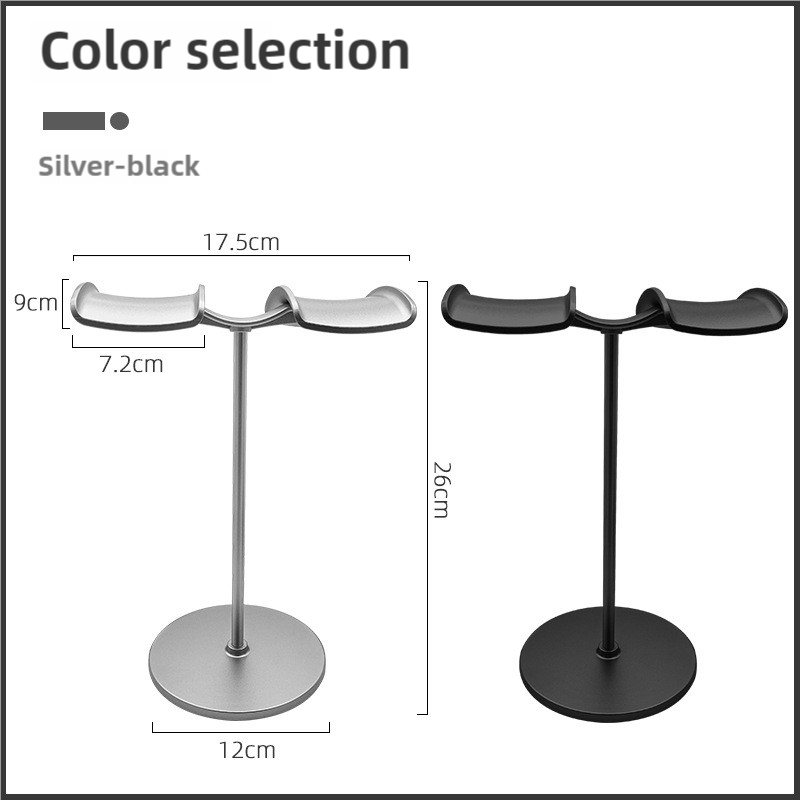 Black Dual Headphone Stand – Creative Double Hook Aluminum Alloy Display Holder