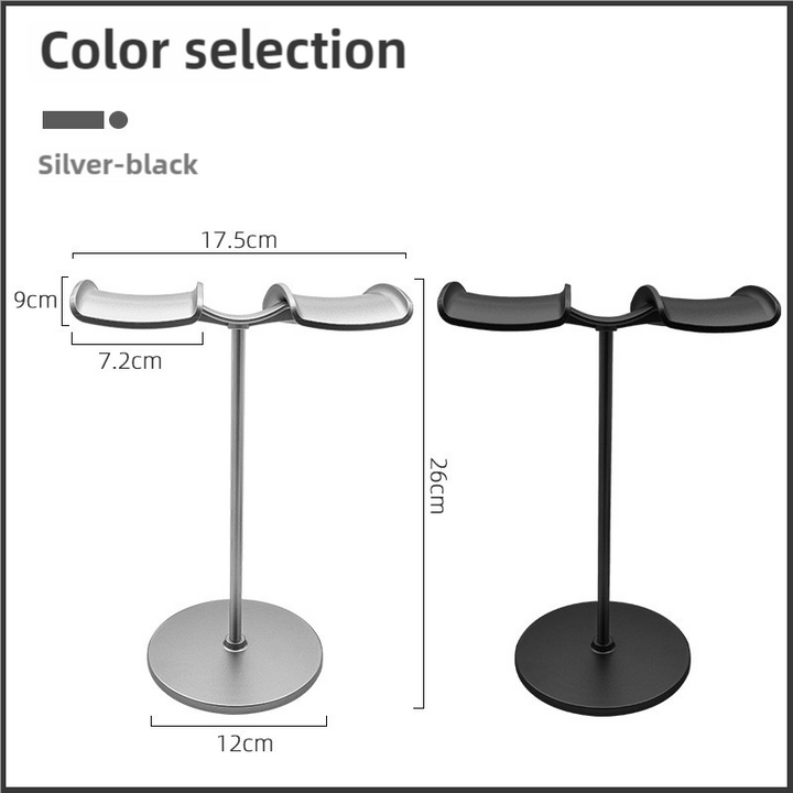 Black Dual Headphone Stand – Creative Double Hook Aluminum Alloy Display Holder